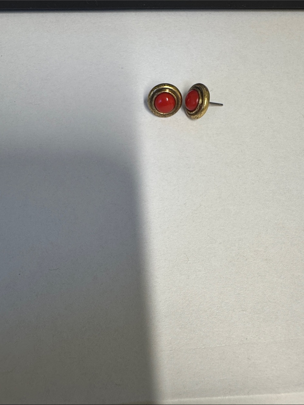 Gold-Trim orange Cabochon Stud Earrings - Women's Jewelry
